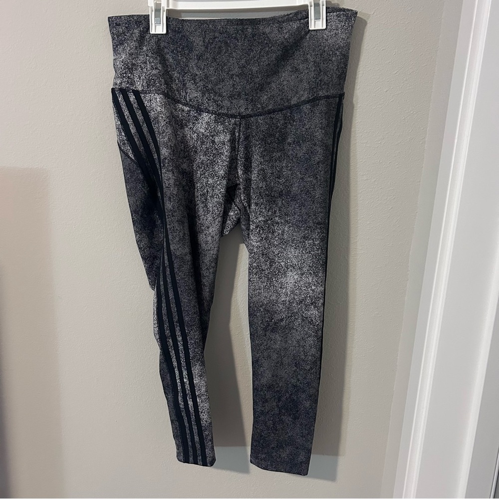 Adidas Pants Leggings 2X Black Gray Gym Workout